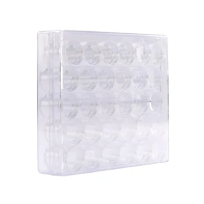 Afbeelding van 1x Opberg/sorteer box 16 cm inclusief 30 potjes met schroefdeksel Opbergdoos voor kleine hobbymaterialen