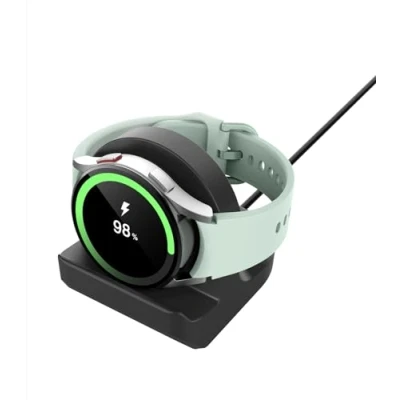 Afbeelding van MoKo Opladerhouder compatibel met Samsung Galaxy Watch Ultra/Watch 7/FE/6/5 40 mm 44 mm/6 Classic 43 47 mm/5 Pro, dockinghouder van siliconen antislip onderkant, zwart