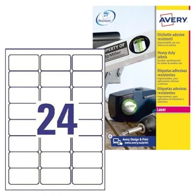 Image de avery zweckform etiquette, ultra résistant, 63,5 x 33,9 mm noir