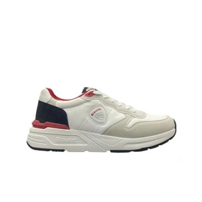 Afbeelding van Blauer RAY Sneakers laag, Heren, Maat: 44, White/navy Textiel/ synthetisch
