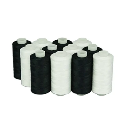Afbeelding van Simthread 550 yards/spoel, katoenen naaigaren, quilten en naaimachines, wit zwart