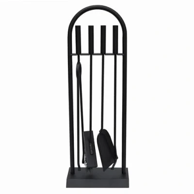 Afbeelding van JVL Lambeth 11 324 Set van 4 moderne haardbooggereedschappen staal, 23 x 14 66 cm, zwart