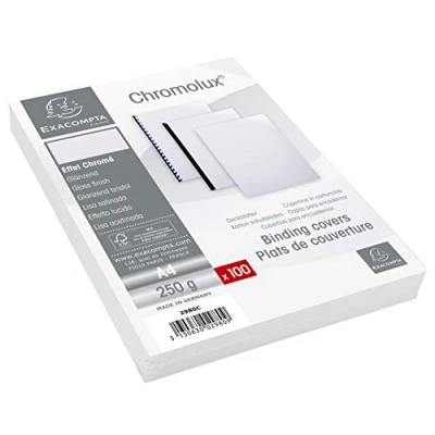 Afbeelding van Exacompta 2980C 100 chromen olux plafonds, deken met gekleurd gelakt en deksel matte zijde, formaat 21 x 29, 7 cm, 250 g, wit