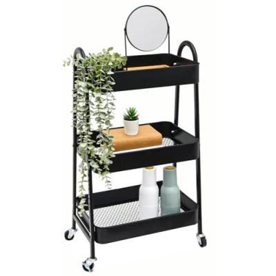 Afbeelding van Trolley met 3 Niveaus 42x30x77 Keukenwagen op Wielen Serveerwagen Keukentrolley