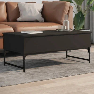 Afbeelding van Salontafel 100x50x40 cm bewerkt hout en metaal zwart
