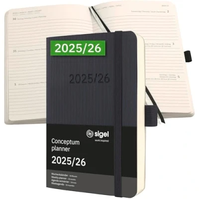 Afbeelding van SIGEL C2607 Weekalender Conceptum 2025/2026, ca. A6, zwart