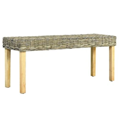 Afbeelding van Bankje 110 cm natuurlijk kubu rattan en massief mangohout