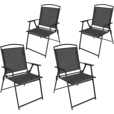 Afbeelding van BRUBAKER Bergamo Tuinstoel, 4 delige set, met hoge rugleuning, weerbestendig en ruimtebesparend, inklapbare balkonstoel, klapstoel voor camping, tuin, terras balkon, donkergrijs