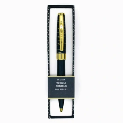 Afbeelding van Draeger Paris Balpen &quot;Je bent de beste&quot;, zwart, gepersonaliseerde tekst, zwarte inkt, cadeau idee voor collega&#039;s, beste vriend, broer, geliefden, vader, geschenkdoos
