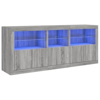 Image de vidaXL Buffet avec lumières LED sonoma gris 162x37x67 cm3209000