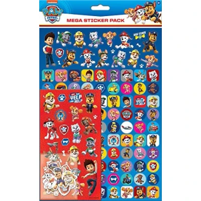 Afbeelding van Paper Projects Paw Patrol Mega stickerset, drie soorten stickers (ca. 150 in totaal), herbruikbaar op niet poreuze oppervlakken, blauw/rood, 29,7 cm x 21