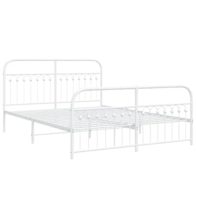 Afbeelding van vidaXL Bedframe met hoofd en voeteneinde metaal wit 150x200 cm