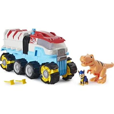Afbeelding van PAW Patrol Dino Rescue Patroller Gemotoriseerd teamvoertuig met unieke Chase en T. Rex figuren
