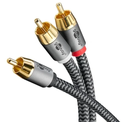 Afbeelding van goobay 65300 cinch Y kabel 2 m/mono naar stereo digitale coaxkabel/vergulde connectoren/cinch stekker 2x audiokabel