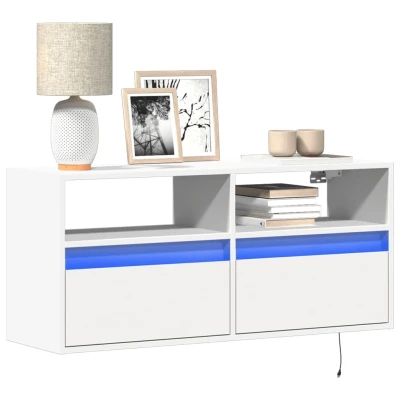 Afbeelding van Tv wandmeubel met LED verlichting 100x31x45 cm wit