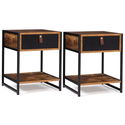 Afbeelding van Lot de 2 tables chevet CHICAGO design industriel