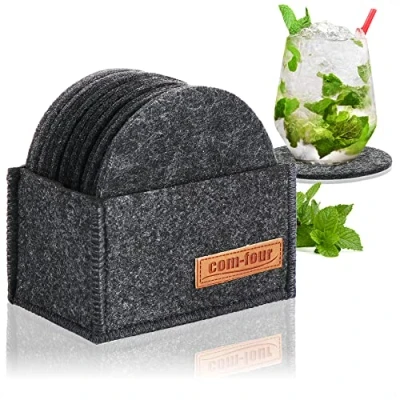 Afbeelding van com four® Vilten onderzetters voor potten, glazen, vazen, 12 stuks