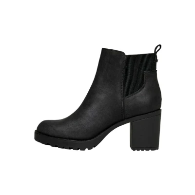 Afbeelding van ONLY Shoes Enkellaarsjes met hoge hak, Dames, Maat: 40, Black Polyester