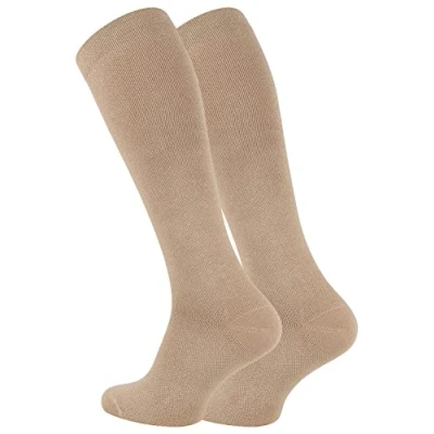 Afbeelding van VCA 2 paar compressiesokken voor dames en heren, zwart, antraciet, beige, marineblauw, Beige