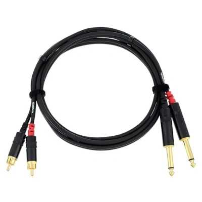 Afbeelding van Cordial CFU1,5PC Audio Adapterkabel [2x Jackplug male 6,3 mm 2x Cinch stekker] 1.50 m Zwart