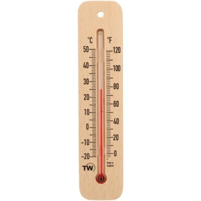 Afbeelding van Traditionele houten kamerthermometer voor het meten van de kamertemperatuur, kan binnen of buiten worden gebruikt, ideaal thuis, kantoor, tuin, kas garage