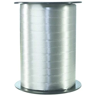 Afbeelding van Clairefontaine 601776C een spoel glad bolduc lint 500 m x 0,7 cm zilver decoratief cadeau lint, doe het zelf, geschenkverpakking