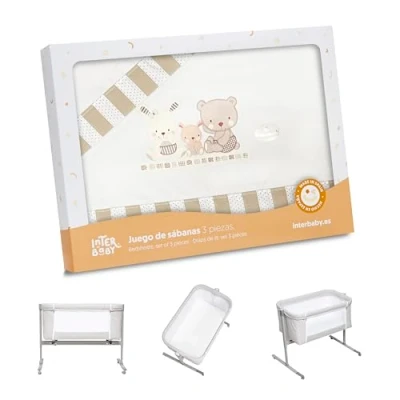 Afbeelding van Interbaby Love Juego de Sábanas para minicuna, kleur beige