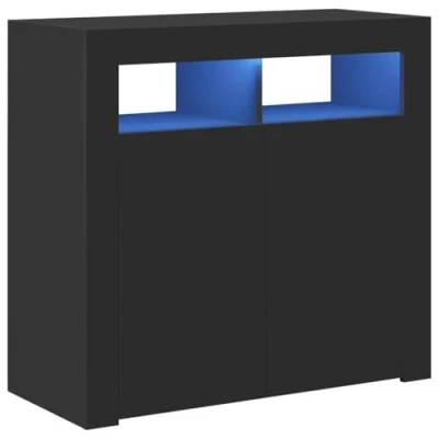 Afbeelding van vidaXL Dressoir met ledlampen, zwart, 80 x 35 75 cm