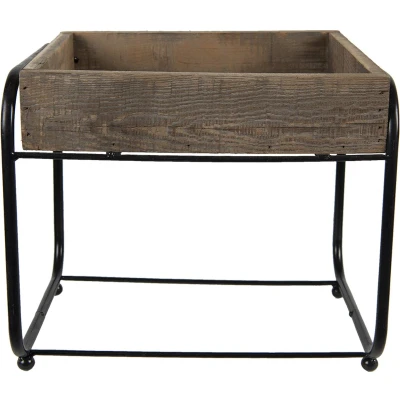 Afbeelding van Clayre &amp; Eef Plantentafeltje 32x26x27 cm Bruin Hout Ijzer