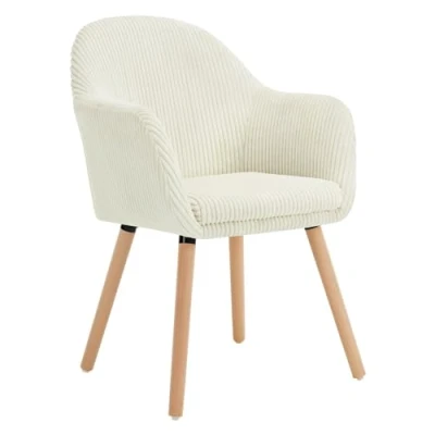 Afbeelding van WOLTU Eetkamerstoel, set van 1 stoelen, ergonomische stoel, keukenstoel met armleuningen, gestoffeerde stoel massief houten poten, corduroy, donkergrijs, EZS26cm 4