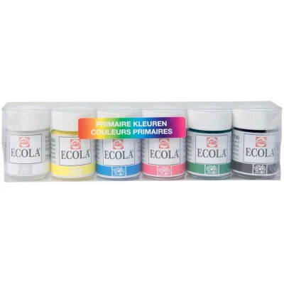 Afbeelding van Talens Ecola plakkaatverf potje van 16 ml, etui met 6 potjes in geassorteerde kleuren