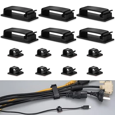 Afbeelding van Zelfklevende kabelbeheerclips, kabelorganizer, kabelhouder voor tv, pc, laptop, ethernetkabel, kantoor, thuis en twee maten (S, L)