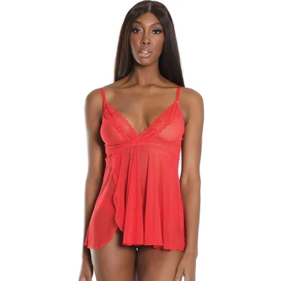 Afbeelding van Coquette (All) Trim Babydoll en String One Size red O/S