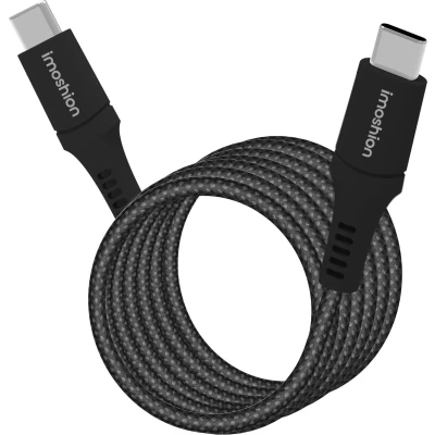 Afbeelding van iMoshion Kabel Magnetische USB C naar 1 meter Snellader 60W &amp; Datasynchronisatie Oplaadkabel van Nylon Zwart