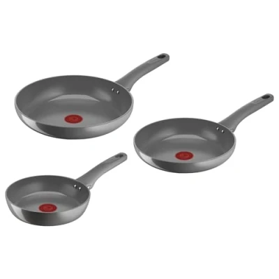 Afbeelding van Lagostina Resource, pannenset met antiaanbaklaag, 3 pannen 20, 24 en 28 cm keramische coating, geschikt voor gas inductie, thermosignaaltechnologie koken