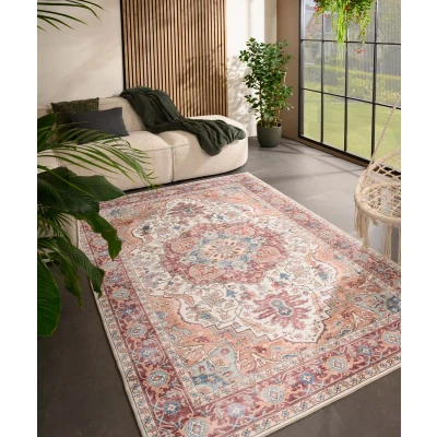Afbeelding van Vintage Buitenkleed Valenca Fino Crème/rood 230x330 Cm