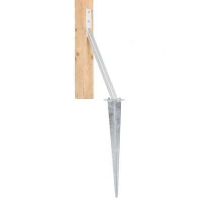 Afbeelding van Stormanker om in te slaan, 590 x 320 535 mm, winddichte inslaganker met grondpen, voor het stabiliseren van hekken en zichtwerende muren, thermisch verzinkt, binnen buiten (