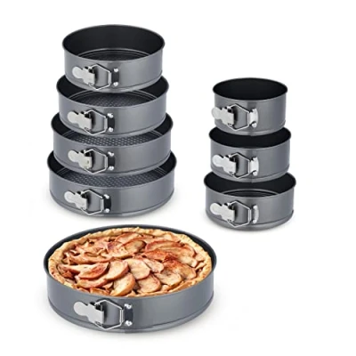 Afbeelding van Relaxdays springvorm 8 delige set bakvormen Ø 14 28 cm taartvormen antraciet