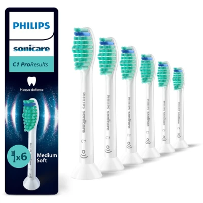 Afbeelding van Philips Sonicare ProResults C1 Opzetborstels voor Elektrische Tandenborstel Wit Verpakking van 6 Tandplakverwijdering HX6016/87