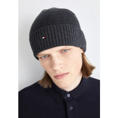 Afbeelding van Tommy Hilfiger FLAG Beanie Unisex Muts, Maat: One Size, Charcoal gray