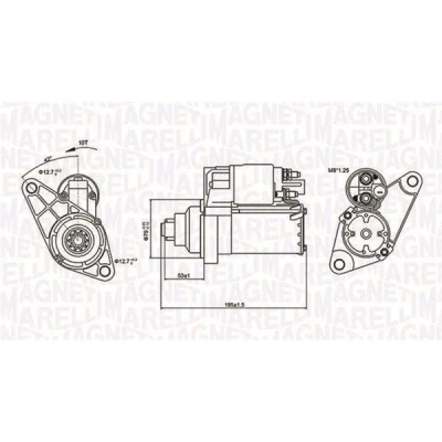 Afbeelding van MAGNETI MARELLI 063721330010 Startmotor 12 1,1 10 VOLKSWAGEN: Golf 5, Polo IV Hatchback, V SEAT: Leon II Ibiza 4, Toledo 3