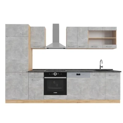 Afbeelding van Vicco Complete keukeneenheid R Line, Beton/gouden eik, 300 cm , WB Antraciet