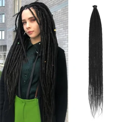Afbeelding van Dreadlock Extensions 61 cm Natuurlijk Zwart Dun 0,6 10 Strengen Handgemaakt Synthetisch Gehaakt Haar Super Lange Dread Reggae Stijl voor Vrouwen (SE cm, 1B)