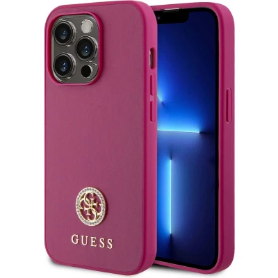 Afbeelding van Guess 4G Strass Metal Logo Back Case Geschikt voor Apple iPhone 15 Pro Max (6.7&quot;) Roze