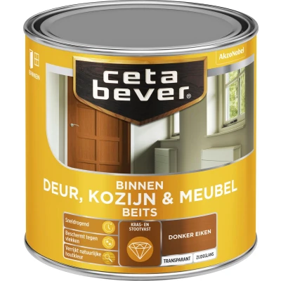 Afbeelding van Ceta Bever Binnenbeits Deur, Kozijn &amp; Meubel Zijdeglans Donker Eiken 0109 0,25 liter Blanke lak Beits