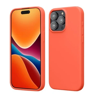 Afbeelding van kwmobile Case voor iPhone 15 Pro Max Slank TPU Hoesje met Zachte Afwerking In levendig koraal