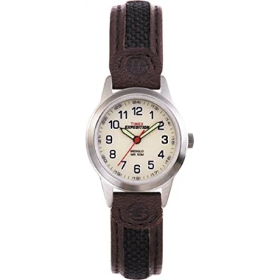 Afbeelding van Timex Expedition Field Mini kwartshorloge voor dames, met leren band, Bruin, 26 mm, TFV8