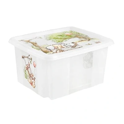 Image de keeeper Winnie l&#039;ourson Boîte de rangement avec couvercle rotatif et empilable pour enfants 24 l Karoline Naturel Transparent