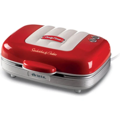 Afbeelding van Ariete 1972/00 50&#039;s Style tosti apparaat ook voor donuts &amp; muffins 700W 3 verwisselbare platen rood
