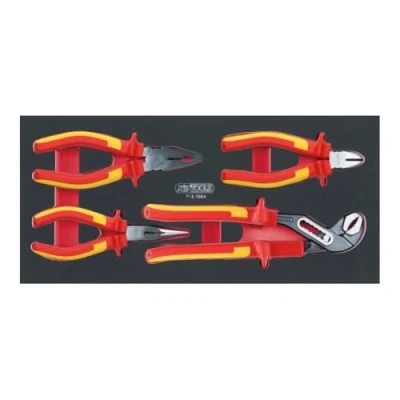 Afbeelding van KS Tools 713.7004 Module met 4 geïsoleerde klemmen 1000 V ERGOTORQUE® serie voor bedieningen en werkbanken lasergesneden gereedschap rotbestendig schuim